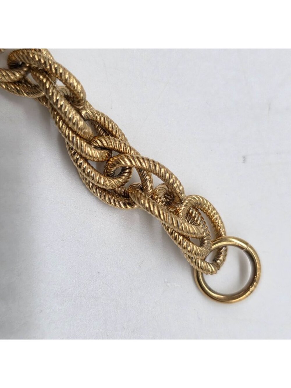 Gold Plated Charm Bracelet Twisted Rope Chain Multi Link With Spring Ring Clasp - Picture 6 of 6